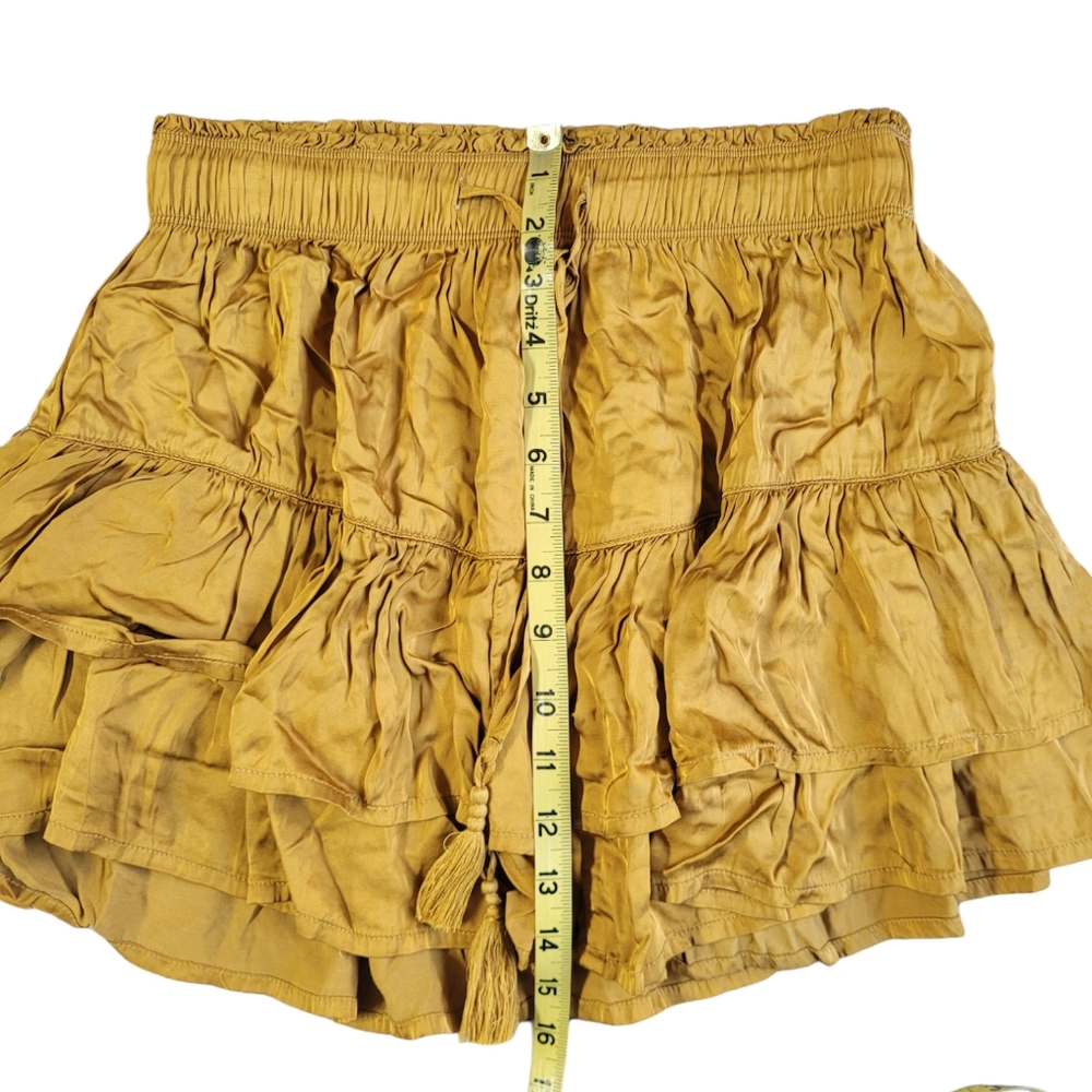 AERIE Gold Ruffle Mini Skirt Size S - Picture 7 of 8